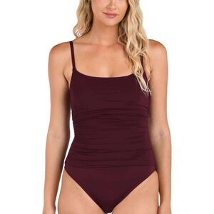 La Blanca Island Goddess Dark Cherry One-Piece Swimsuit US 10